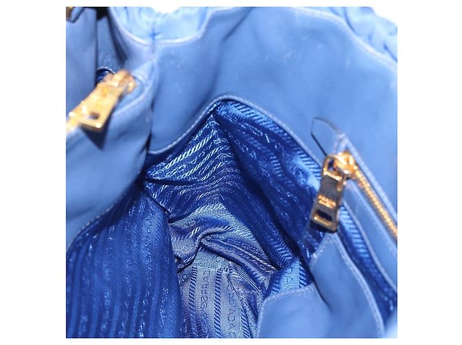 PRADA Gathered Hand Bag Nylon 2way Blue Gold - vista 22