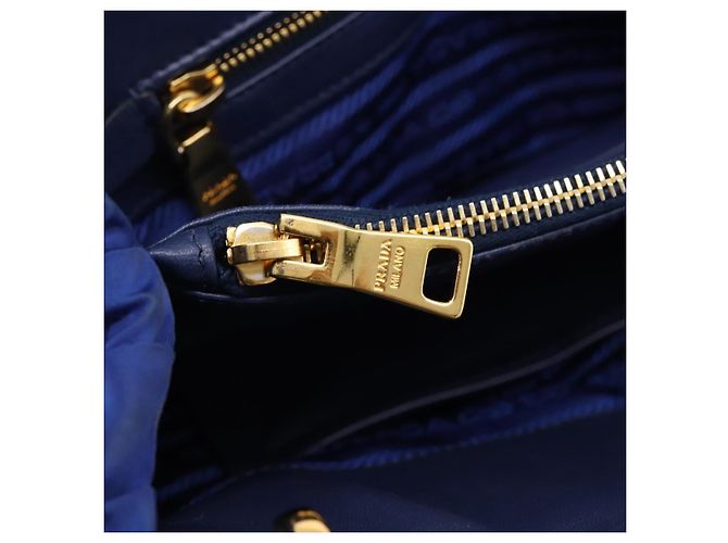PRADA Gathered Hand Bag Nylon 2way Blue Gold - vista 28