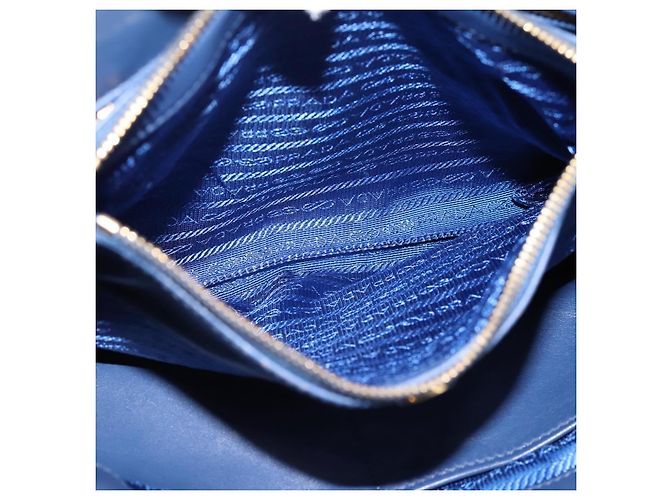 PRADA Gathered Hand Bag Nylon 2way Blue Gold - vista 29