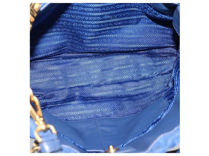 PRADA Gathered Hand Bag Nylon 2way Blue Gold - vista 30