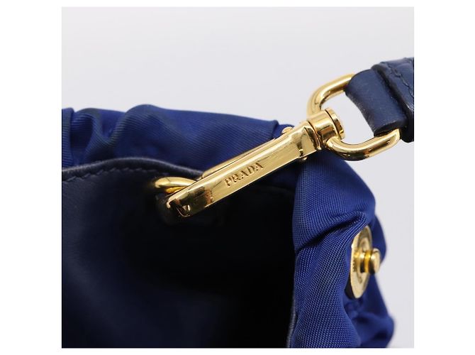 PRADA Gathered Hand Bag Nylon 2way Blue Gold - vista 32