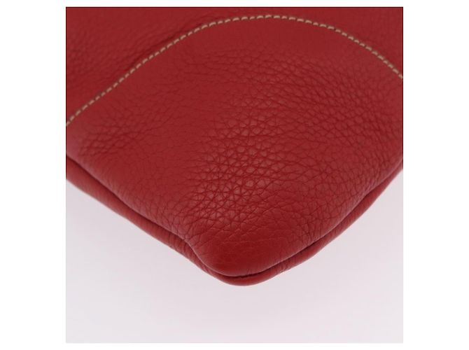 PRADA Chain Shoulder Bag Vittero Dino Leather Red Gold - vista 14