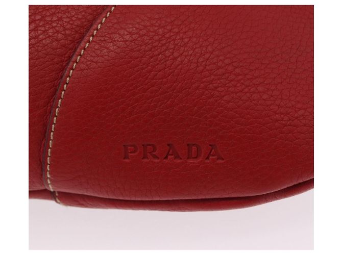 PRADA Chain Shoulder Bag Vittero Dino Leather Red Gold - vista 16