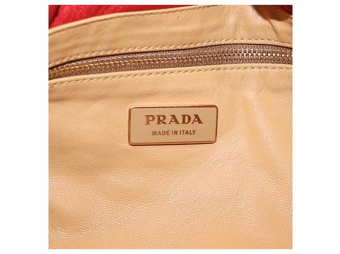 PRADA Chain Shoulder Bag Vittero Dino Leather Red Gold - vista 17