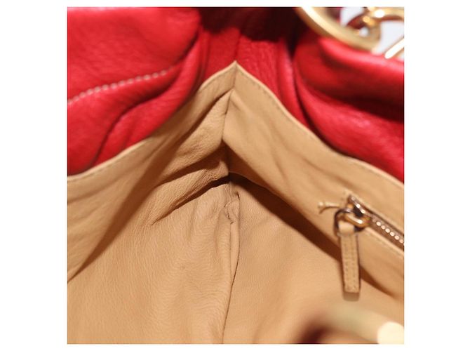 PRADA Chain Shoulder Bag Vittero Dino Leather Red Gold - vista 20