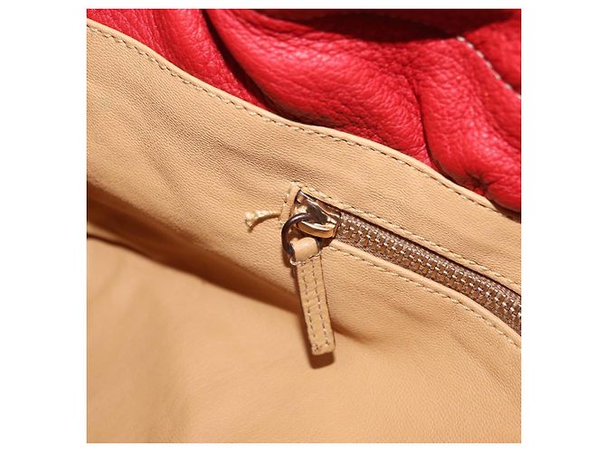 PRADA Chain Shoulder Bag Vittero Dino Leather Red Gold - vista 21