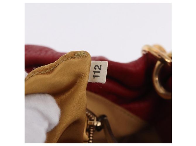 PRADA Chain Shoulder Bag Vittero Dino Leather Red Gold - vista 24