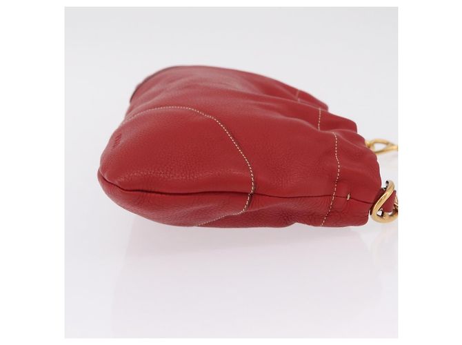PRADA Chain Shoulder Bag Vittero Dino Leather Red Gold - vista 4