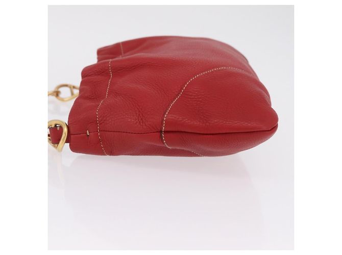 PRADA Chain Shoulder Bag Vittero Dino Leather Red Gold - vista 5