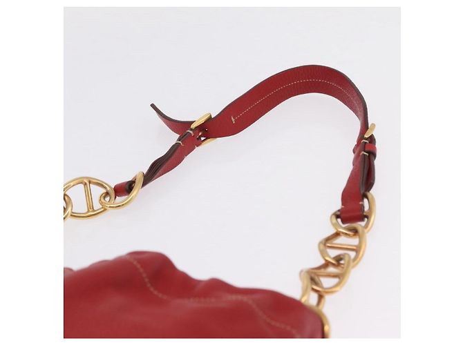 PRADA Chain Shoulder Bag Vittero Dino Leather Red Gold - vista 8