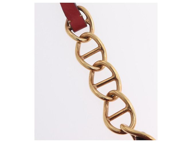 PRADA Chain Shoulder Bag Vittero Dino Leather Red Gold - vista 9