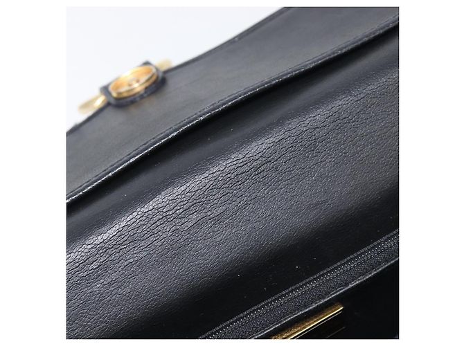 Christian Dior Shoulder Bag Leather Black Gold Tone - vista 17
