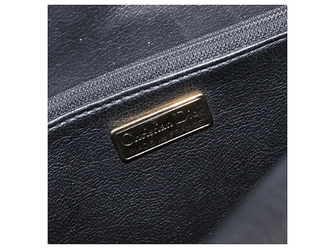 Christian Dior Shoulder Bag Leather Black Gold Tone - vista 18