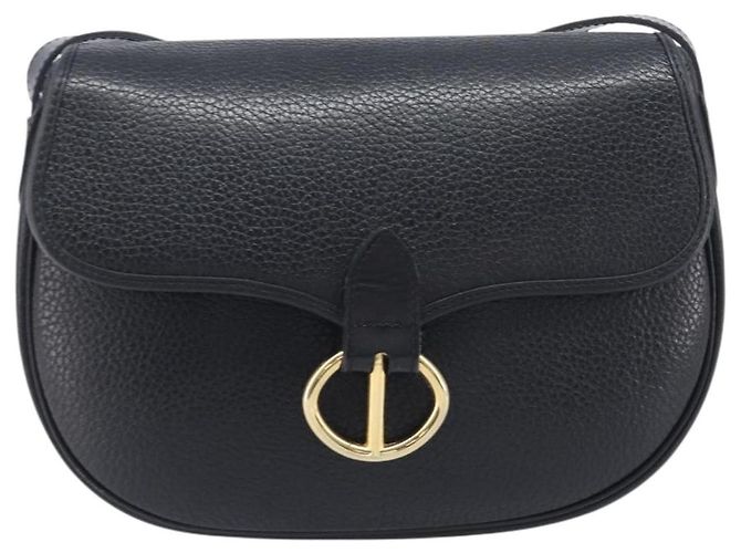 Christian Dior Shoulder Bag Leather Black Gold Tone - vista 2