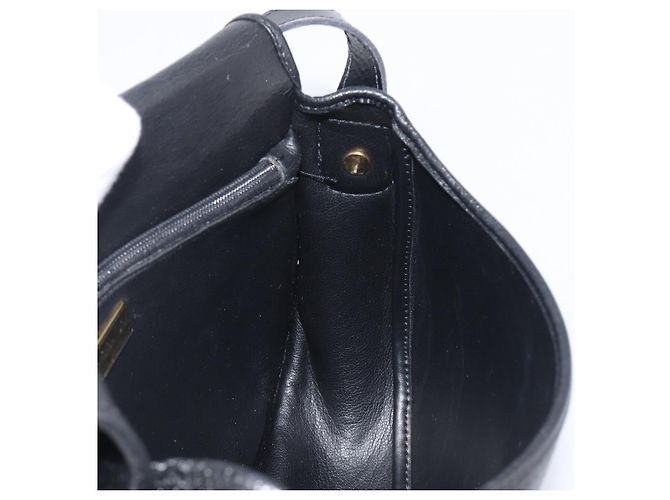 Christian Dior Shoulder Bag Leather Black Gold Tone - vista 20