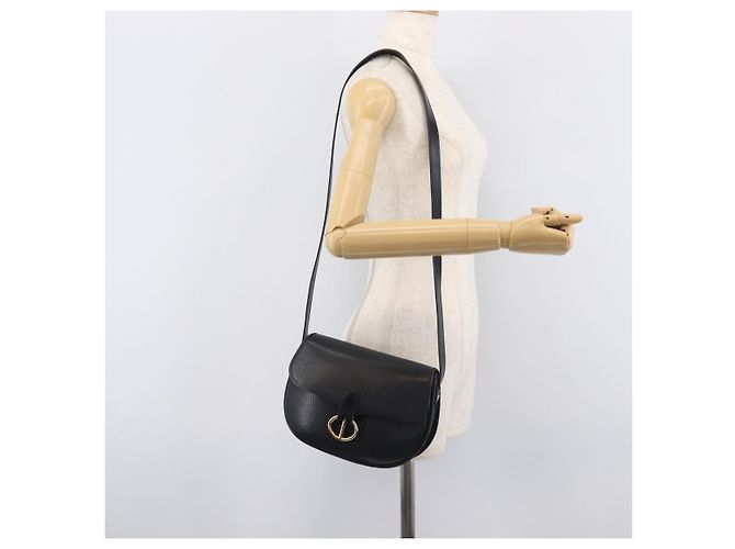 Christian Dior Shoulder Bag Leather Black Gold Tone - vista 24