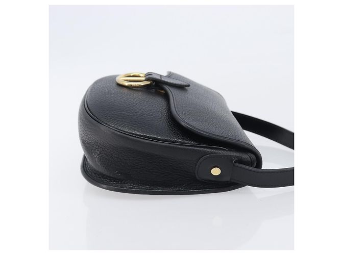 Christian Dior Shoulder Bag Leather Black Gold Tone - vista 4