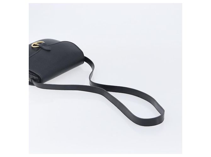 Christian Dior Shoulder Bag Leather Black Gold Tone - vista 7