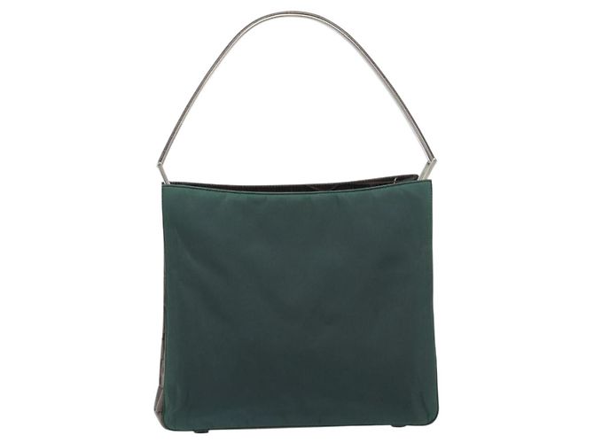 PRADA Metal Handle Shoulder Bag Nylon Green Silver - vista 2