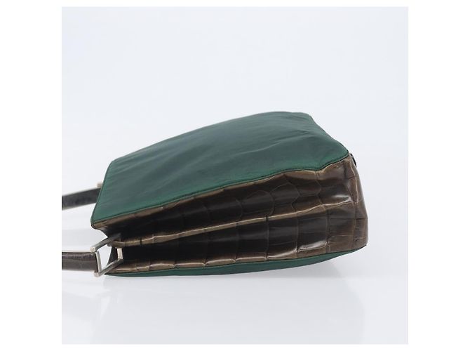 PRADA Metal Handle Shoulder Bag Nylon Green Silver - vista 4