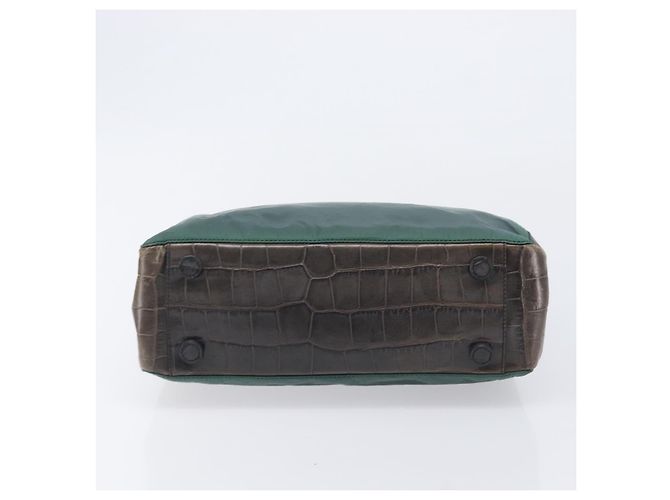 PRADA Metal Handle Shoulder Bag Nylon Green Silver - vista 5