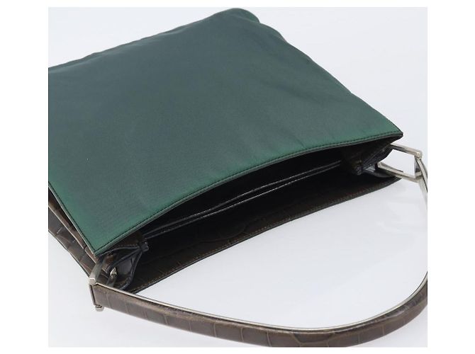 PRADA Metal Handle Shoulder Bag Nylon Green Silver - vista 6