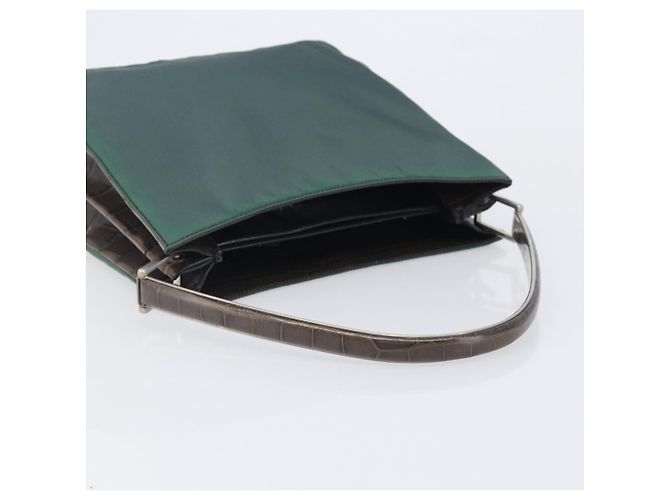 PRADA Metal Handle Shoulder Bag Nylon Green Silver - vista 7