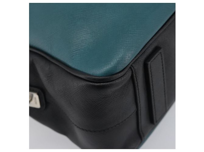 PRADA Hand Bag Saffiano leather Black Emerald Green - vista 15