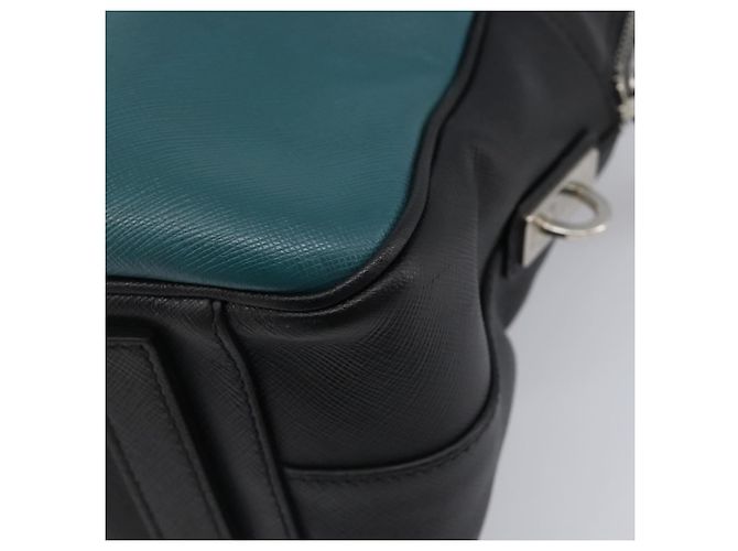PRADA Hand Bag Saffiano leather Black Emerald Green - vista 16