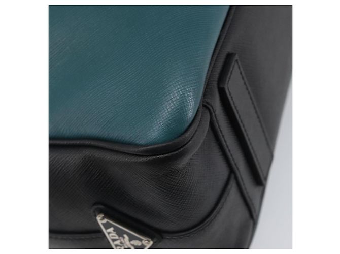 PRADA Hand Bag Saffiano leather Black Emerald Green - vista 17