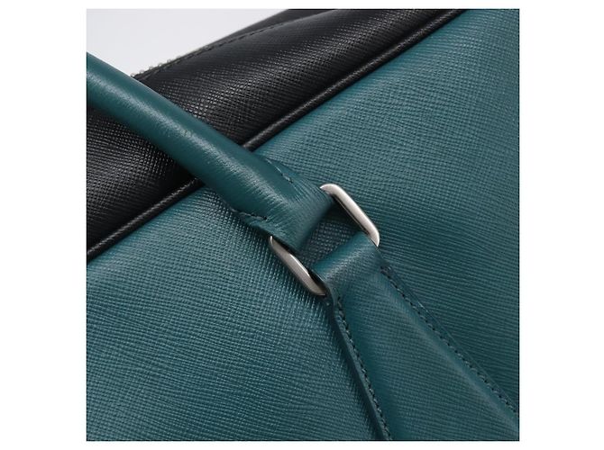PRADA Hand Bag Saffiano leather Black Emerald Green - vista 19
