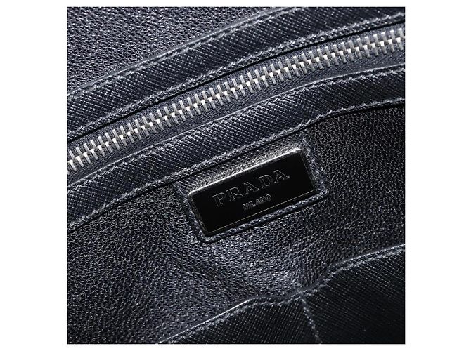PRADA Hand Bag Saffiano leather Black Emerald Green - vista 22