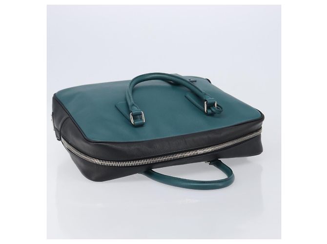 PRADA Hand Bag Saffiano leather Black Emerald Green - vista 6