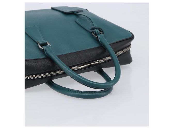 PRADA Hand Bag Saffiano leather Black Emerald Green - vista 7