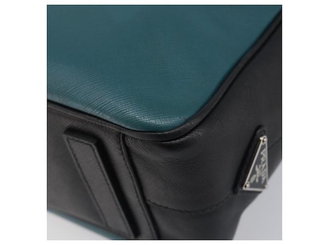 PRADA Hand Bag Saffiano leather Black Emerald Green - vista 8