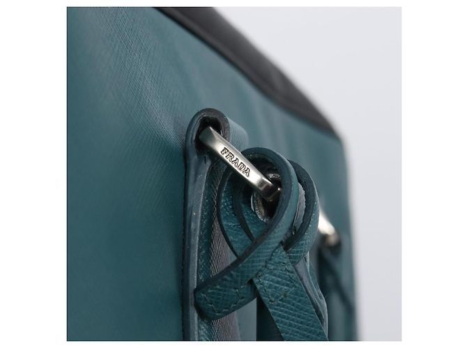 PRADA Hand Bag Saffiano leather Black Emerald Green - vista 9