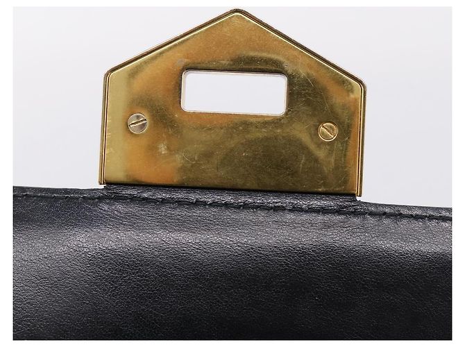 PRADA Chain Shoulder Bag Safiano Leather Black Gold - vista 10