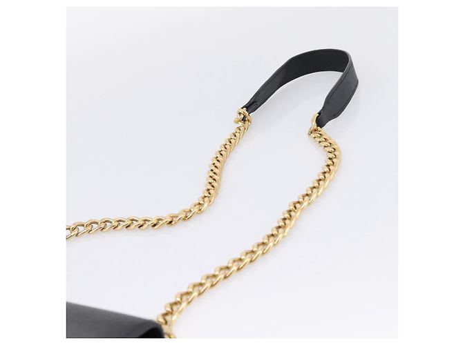 PRADA Chain Shoulder Bag Safiano Leather Black Gold - vista 14