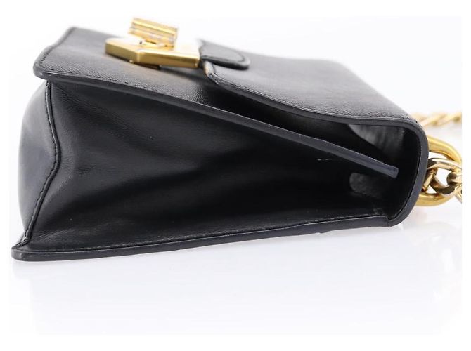 PRADA Chain Shoulder Bag Safiano Leather Black Gold - vista 4