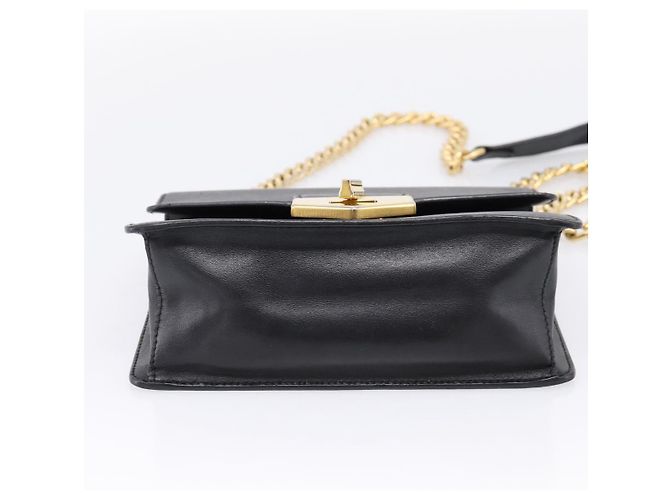 PRADA Chain Shoulder Bag Safiano Leather Black Gold - vista 5