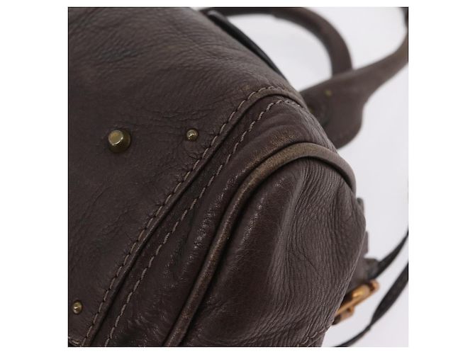 Chloé Chloe Paddington Hand Bag Leather Brown Gold Silver - vista 12