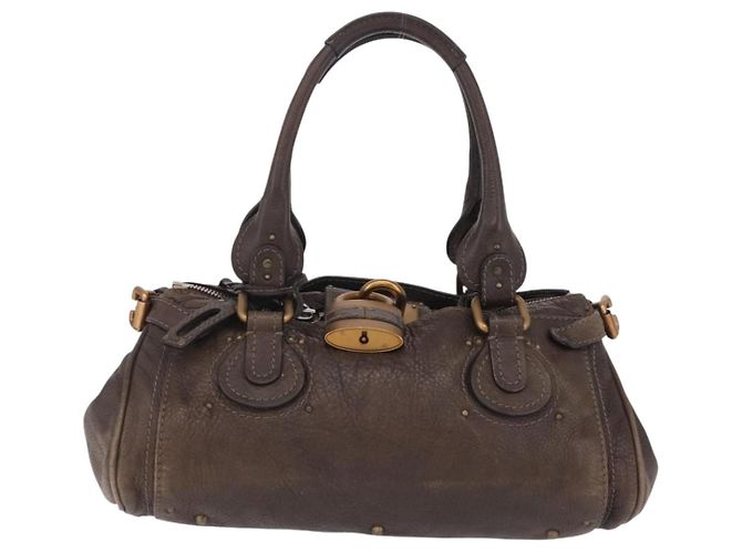 Chloé Chloe Paddington Hand Bag Leather Brown Gold Silver - vista 2