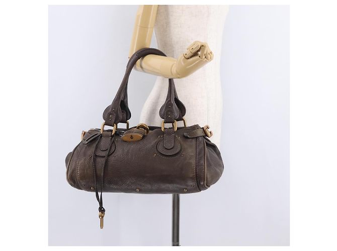 Chloé Chloe Paddington Hand Bag Leather Brown Gold Silver - vista 28