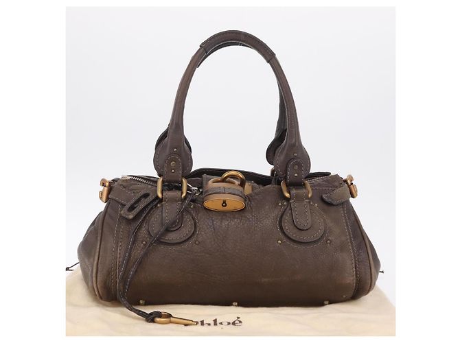 Chloé Chloe Paddington Hand Bag Leather Brown Gold Silver - vista 29