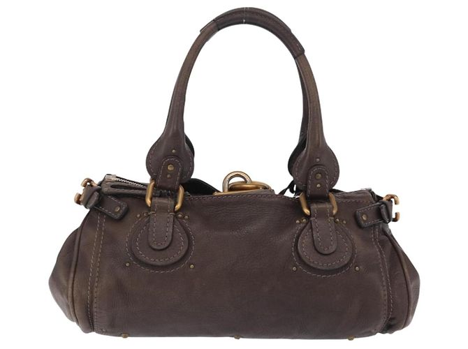 Chloé Chloe Paddington Hand Bag Leather Brown Gold Silver - vista 3