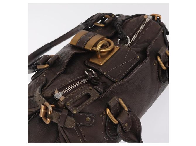 Chloé Chloe Paddington Hand Bag Leather Brown Gold Silver - vista 6