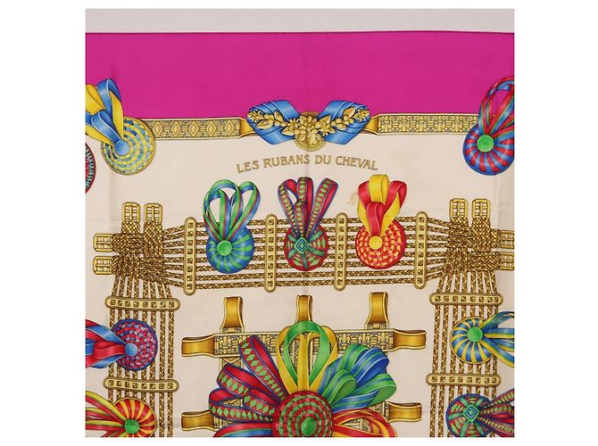 Hermès HERMES Carre 90 Scarf  LES RUBANS DU CHEVAL  Silk Purple - vista 3