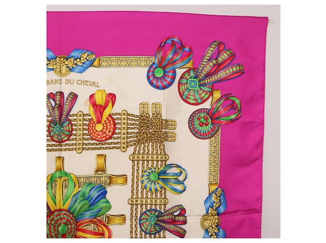 Hermès HERMES Carre 90 Scarf  LES RUBANS DU CHEVAL  Silk Purple - vista 4