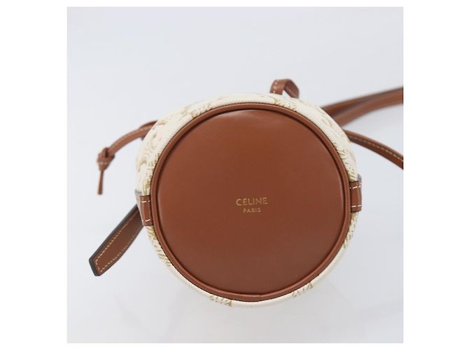 Céline CELINE Triomphe Shoulder Bag PVC Leather White Gold Tone - vista 10