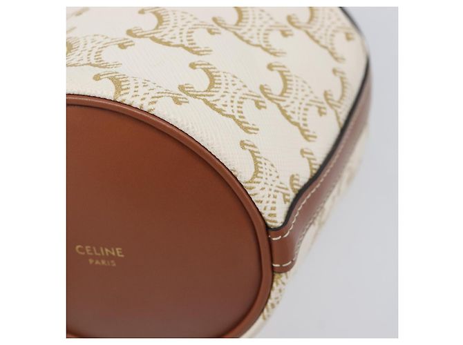 Céline CELINE Triomphe Shoulder Bag PVC Leather White Gold Tone - vista 11